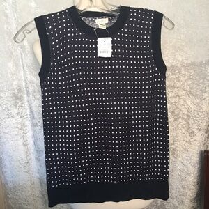 J. Crew Navy Blue Polka Dot cotton Tee Top XXS NWT